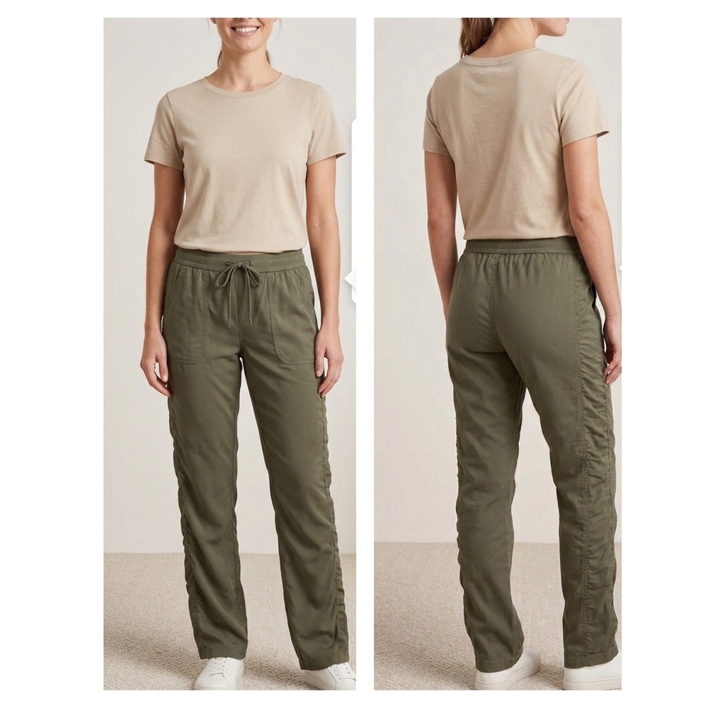 NWT St. John's Bay Straight Leg Pants‎ Womens 2XL Seaweed Ruched Detail Mid Rise